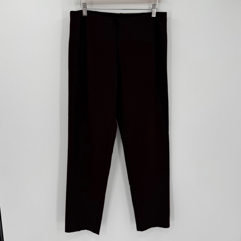Eileen Fisher Ponte Slim Ankle Pants Brown Stretch‎ Pull-On Women Medium